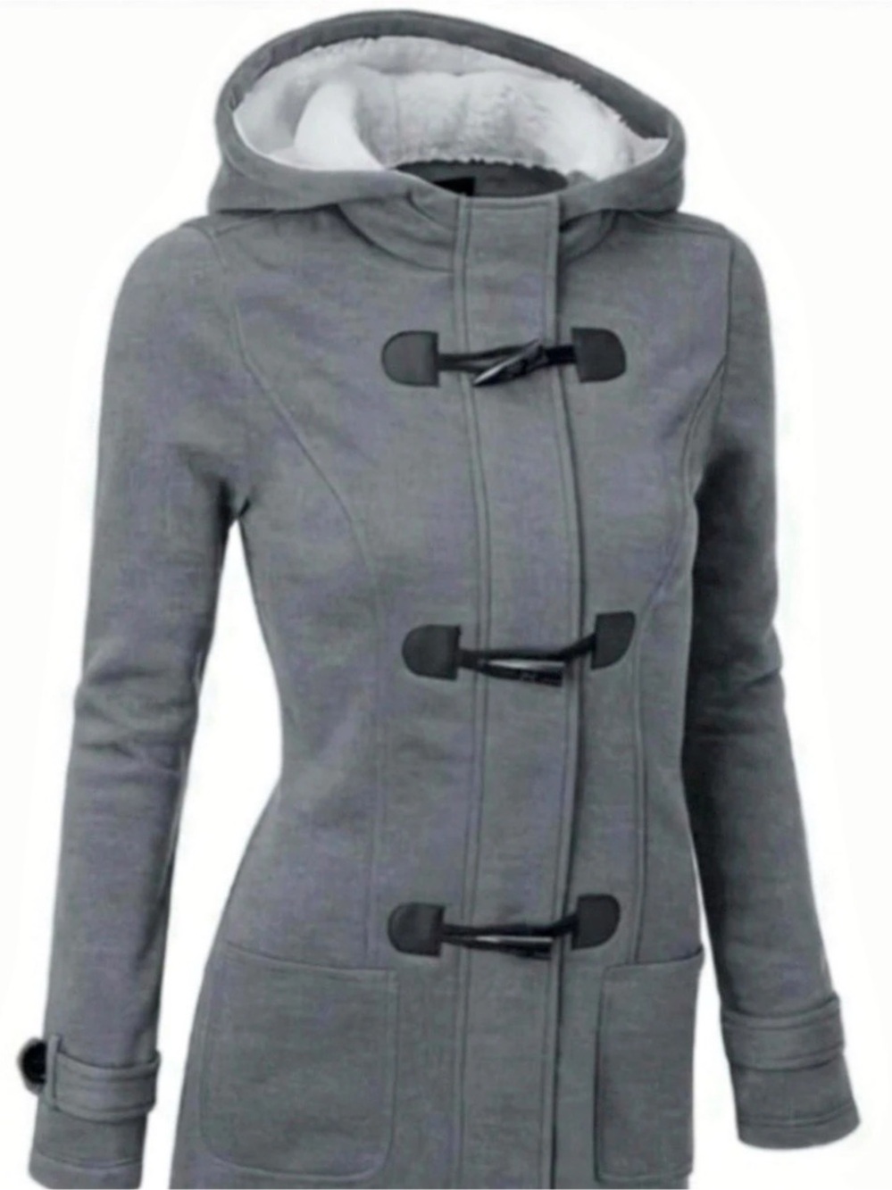 Women's Gray Toggle Pea Coat